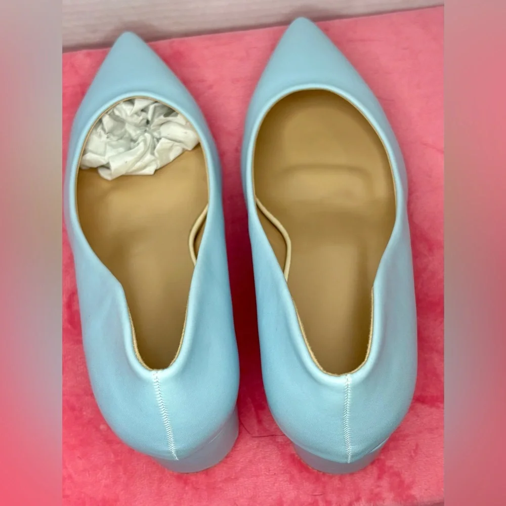 Women’s Powder Blue Pointed Toe Block Heel Pumps Size 8.5 (EU 39) NWOT